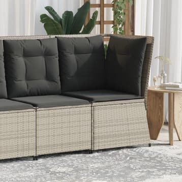 vidaXL Tuinhoekbank met kussens poly rattan lichtgrijs, Tuin en Terras, Verzenden, Nieuw