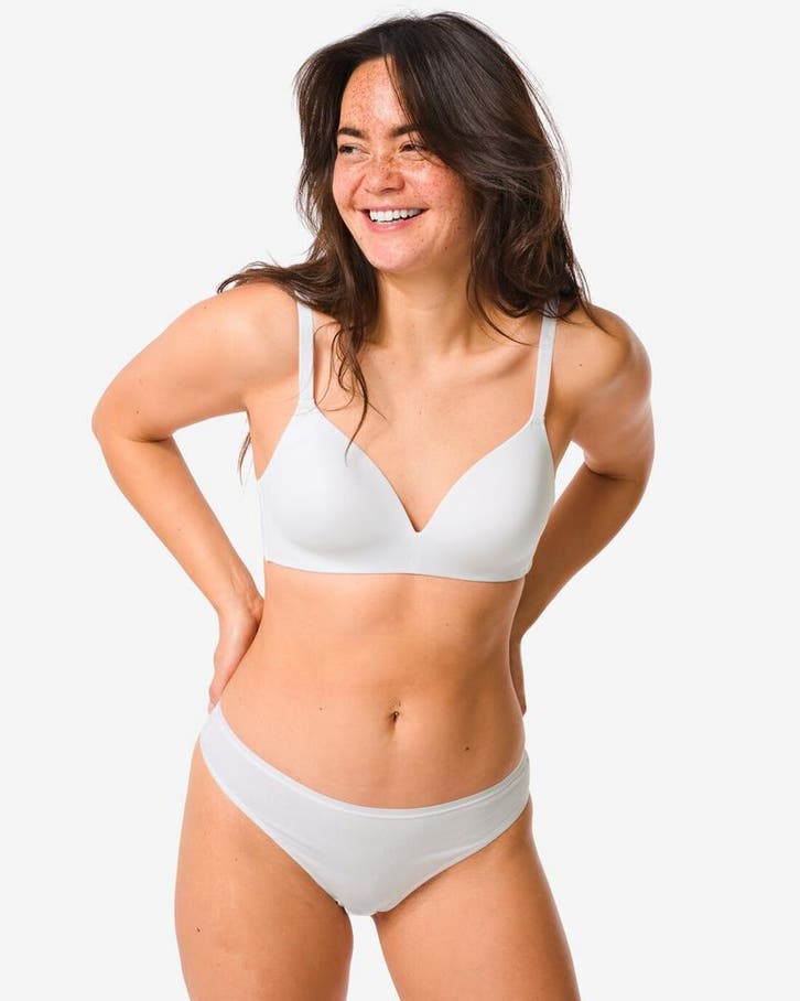 HEMA Damesstring katoen - 2 stuks wit, Kleding | Dames, Ondergoed en Lingerie, Verzenden