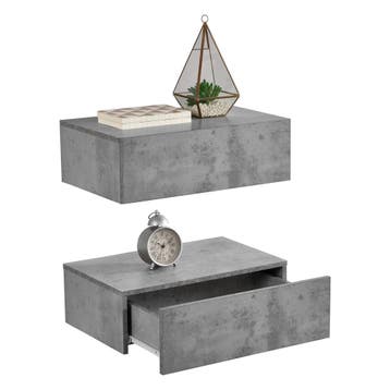 Wandplank met lade set van 2 zwevend 46x30x15 betonkleurig, Verzenden, Nieuw