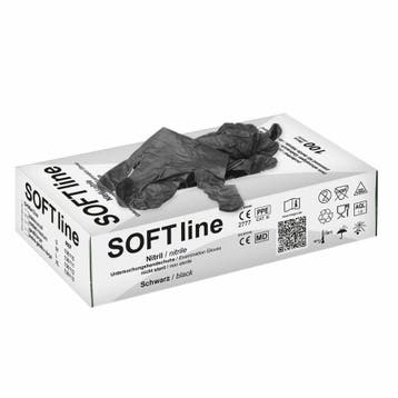 SOFT line Nitril handschoenen - zwart- 100 stuks - Extra, Verzenden, Nieuw