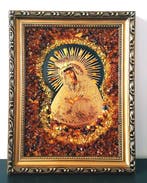 Barnsteen - Handcrafted Baltic Amber Religious Icon – Framed
