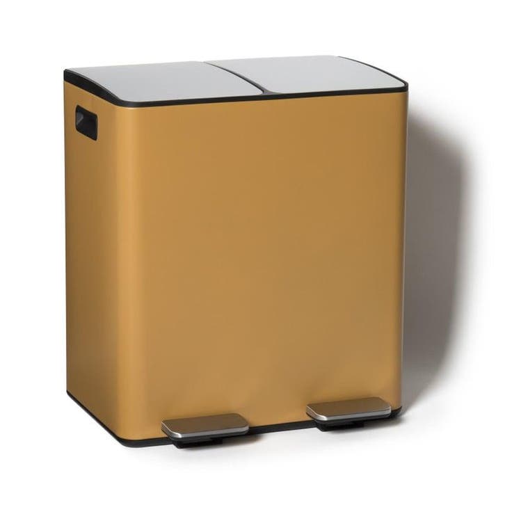 Pedaalemmer 2 vakken - oker - 2x20 liter, Huis en Inrichting, Woonaccessoires | Prullenbakken, Verzenden