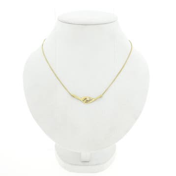 Gouden gourmetschakel ketting met vaste hanger en zirconi..., Sieraden, Tassen en Uiterlijk, Kettingen, Gebruikt, Ophalen of Verzenden