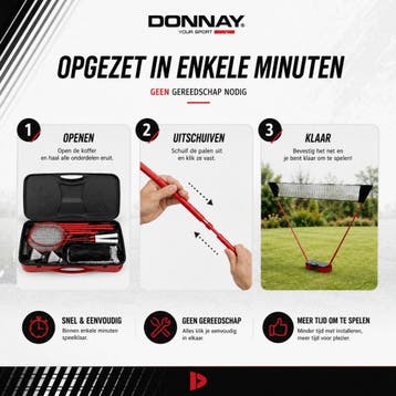 Donnay Badmintonset - Badminton Complete Set Voor 2 Personen, Ophalen of Verzenden, Gebruikt
