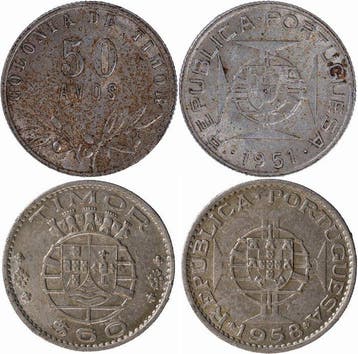 Portugees Timor. 2 Coins - 60 Centavos 1958 & 50 Avos 1951