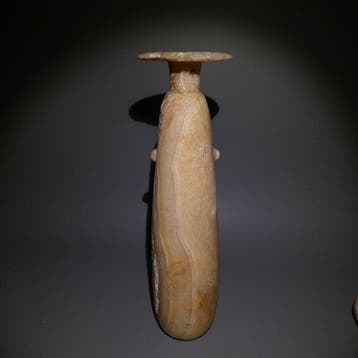 Oud-Egyptisch Albast Grote alabastron. 27,5 cm hoog., Verzamelen, Mineralen en Fossielen