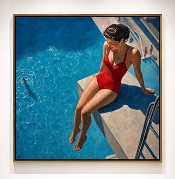 Le Yack - Poolside in Red - Hand signed, Nieuw