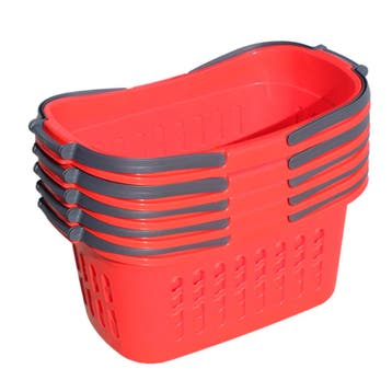 Winkelmandje – Boodschappenmand Set 5 Stuks Rood 32 Liter, Huis en Inrichting, Ophalen of Verzenden, Nieuw