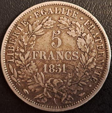 Frankrijk. 5 Francs 1851-A Cérès (Zonder minimumprijs)