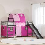 vidaXL Loftbed voor Kids Zwart en Roze 107 x 200 cm Metaal, Verzenden, Nieuw, Zwart, Metaal