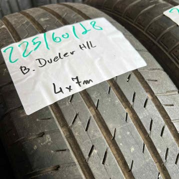 4 x Bridgestone Dueler HL 225-60-18 Zomerbanden 7mm, 18 inch, Gebruikt, Ophalen of Verzenden, Band(en)