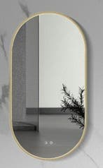 Spiegel 100 x 50 cm ovaal met ledverlichting en verwarming, Ophalen of Verzenden, Nieuw, Koper, Bad