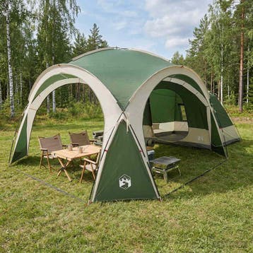 vidaXL Zijtent met dak Groen 410 x 410 x 250 cm Polyester en, Caravans en Kamperen, Verzenden, Nieuw, Tot en met 2