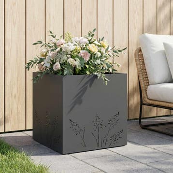 vidaXL Plantenbak Antraciet 50 x 50 x 49 cm Koudgewalst, Verzenden, Minder dan 60 cm, Nieuw, Metaal