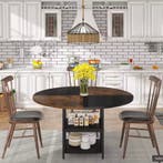 Nieuwe Ronde Eettafel 120 cm – Hout met Opbergplanken, Huis en Inrichting, Tafels | Eettafels, Verzenden, Nieuw, Rond