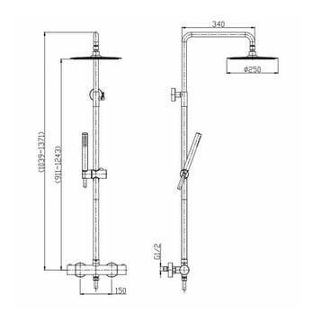 Wiesbaden 304 RVS douche-opbouwset + therm. Kraan, Ophalen of Verzenden, Nieuw