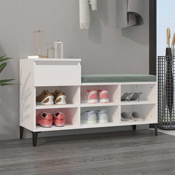 vidaXL Schoenenkast 102x36x60 cm bewerkt hout wit, Verzenden, Nieuw