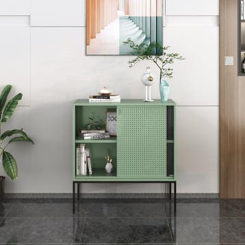 [en.casa] Metalen kast Eidsvoll 85x80x45 cm groen en zwart, Verzenden, Nieuw