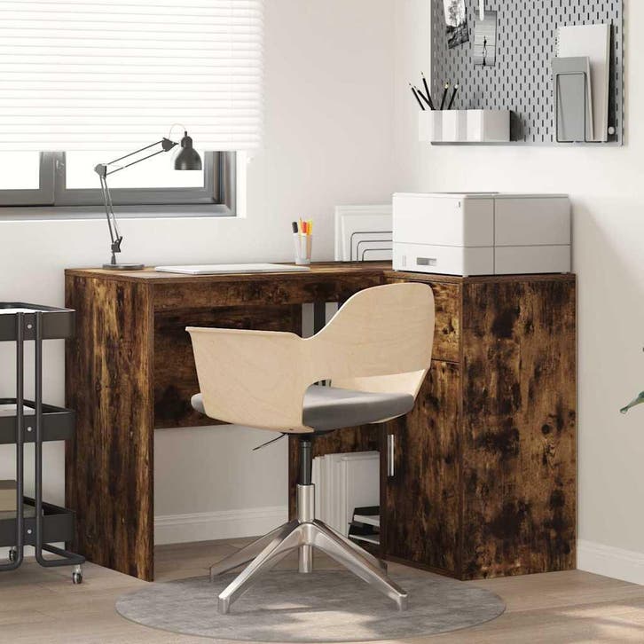 vidaXL Hoekbureau met lade Gerookt eiken 102 x 88 x 75 cm, Huis en Inrichting, Bureaus, Nieuw, Verzenden