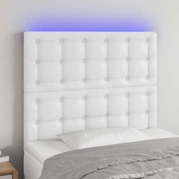 vidaXL Hoofdbord LED 90x5x118/128 cm kunstleer wit, Verzenden, Nieuw, Wit, Overige materialen