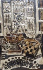 Albino Reggiori (1933-2006) - Dipinto su ceramica Interno