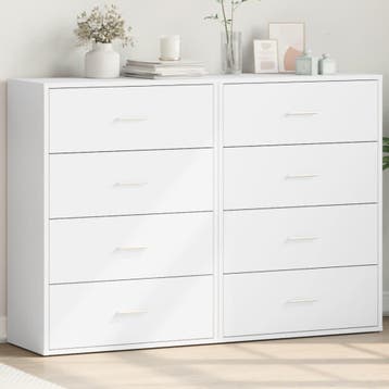 vidaXL Dressoirs 2 st 60x31x84 cm bewerkt hout wit, Verzenden, Nieuw, Overige houtsoorten, Minder dan 50 cm