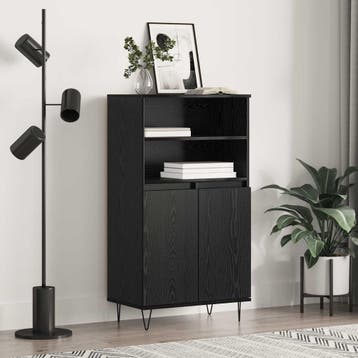 vidaXL Highboard Zwart 60 x 36 x 110 cm Bewerkt hout, Minder dan 50 cm, Verzenden, 100 tot 150 cm, Nieuw