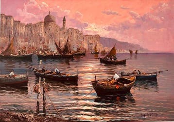 Pasquale Vuotto (1958) - Tramonto a Pozzuoli Napoli - XL, Antiek en Kunst
