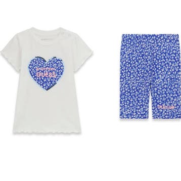 Guess Baby Girls White & Blue Floral Heart Leggings Set, Ophalen of Verzenden, Nieuw