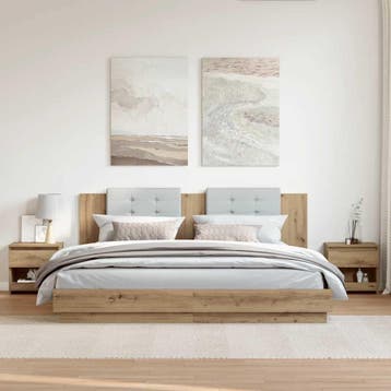 vidaXL Nachtkastjes 2 st 40x30x39 cm bewerkt hout artisanaal, Verzenden, Nieuw, Hout