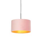 Hanglamp met velours kap roze met goud 35 cm - Combi, Huis en Inrichting, Lampen | Hanglampen, Verzenden, Nieuw, Stof, Country-rustic