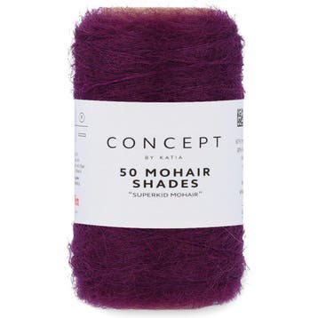 Katia Concept 50 Mohair Shades - 55 aubergine - Mohair Gar, Hobby en Vrije tijd, Breien en Haken, Ophalen of Verzenden, Nieuw
