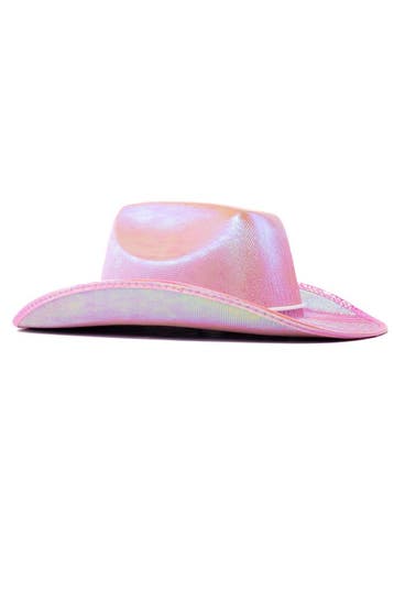 KIMU® Cowboyhoed Iridescent Roze Lichtroze Regenboog Cowboy, Ophalen of Verzenden, Nieuw, Carnaval