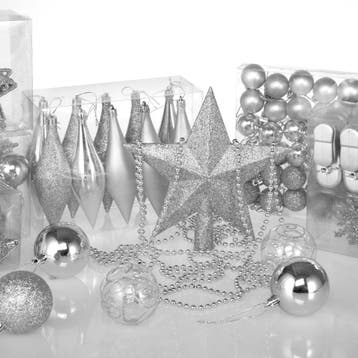 Kerstballen Zilver 102-delig (Kerst artikelen, Interieur), Verzenden, Nieuw