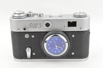 Tafel/bureauklokken - Vintage Clock FED Camera Body - Metaal