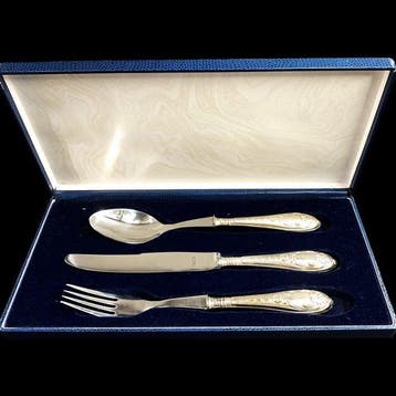 Portuguese Silver Cuttlery Set (3 Pieces) - engraved - in