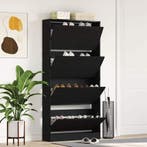 vidaXL Schoenenkast Zwart Eiken 80 x 21 x 163,5 cm Bewerkt, Verzenden, Nieuw