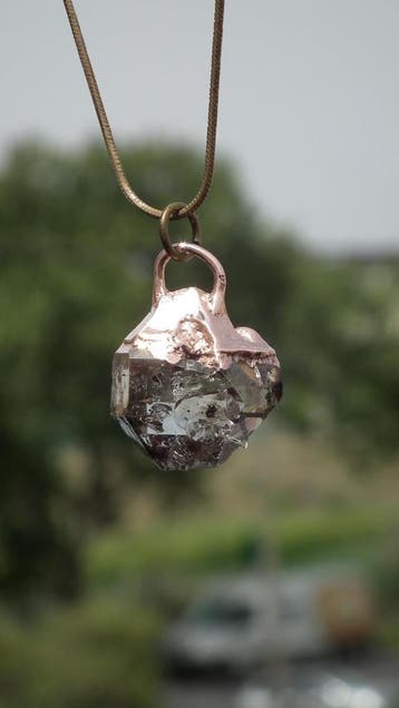 Electroformed Koperen Herkimer Diamant hanger, Verzenden, Mineraal