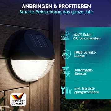 LED Solar Wandlamp Set van 6 Ø11cm (Verlichting), Verzenden, Nieuw