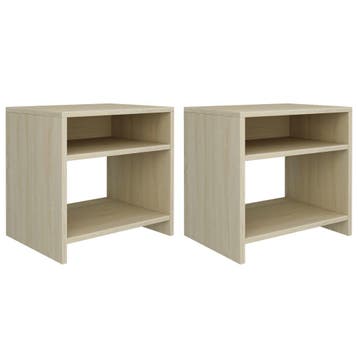 vidaXL Nachtkastjes 2 st 40x30x40 cm bewerkt hout sonoma, Huis en Inrichting, Slaapkamer | Nachtkastjes, Minder dan 45 cm, Verzenden
