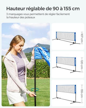 Badmintonnet met standaard - lengte 300 cm - hoogte, Verzenden, Nieuw
