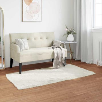 vidaXL Tapijt van imitatie TAFALLA Wit 80 x 150 cm Polyester, Verzenden, Nieuw, Wit