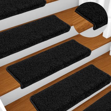 vidaXL Trapmatten 10 st 65x21x4 cm Zwart Rechthoekige Rand, Verzenden, Nieuw