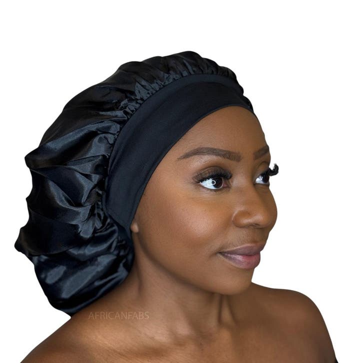 Satijnen Haar Bonnet - Zwart (Satijnen Slaapmuts ), Sieraden, Tassen en Uiterlijk, Uiterlijk | Haarverzorging, Nieuw, Ophalen of Verzenden