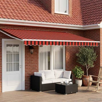 vidaXL Elektrisch Uittrekbaar Zonnescherm Oranje, Bruin, Wit, Verzenden, Nieuw