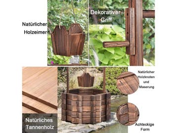 Coast Tuinfontein met Houten Put, Emmer en Bloempot met Dak, Verzenden, Nieuw