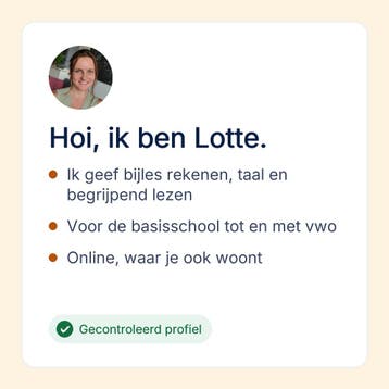 Lotte geeft online bijles rekenen en taal, Privéles, Bijles