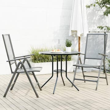 vidaXL 3-delige Tuinset verstelbaar gepoedercoat staal, Tuin en Terras, 2 zitplaatsen, Verzenden, Nieuw, Rvs