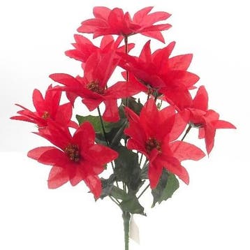 Kerstster kerstroos poinsettia rood zijdenbloem boeket 9, Ophalen of Verzenden, Nieuw