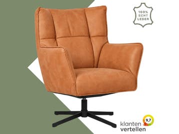 Leren draaifauteuil Lovely - Kenia Rost (oranje), Nieuw, Ophalen of Verzenden, 75 tot 100 cm, Eigentijds, Modern, Retro, Vintage